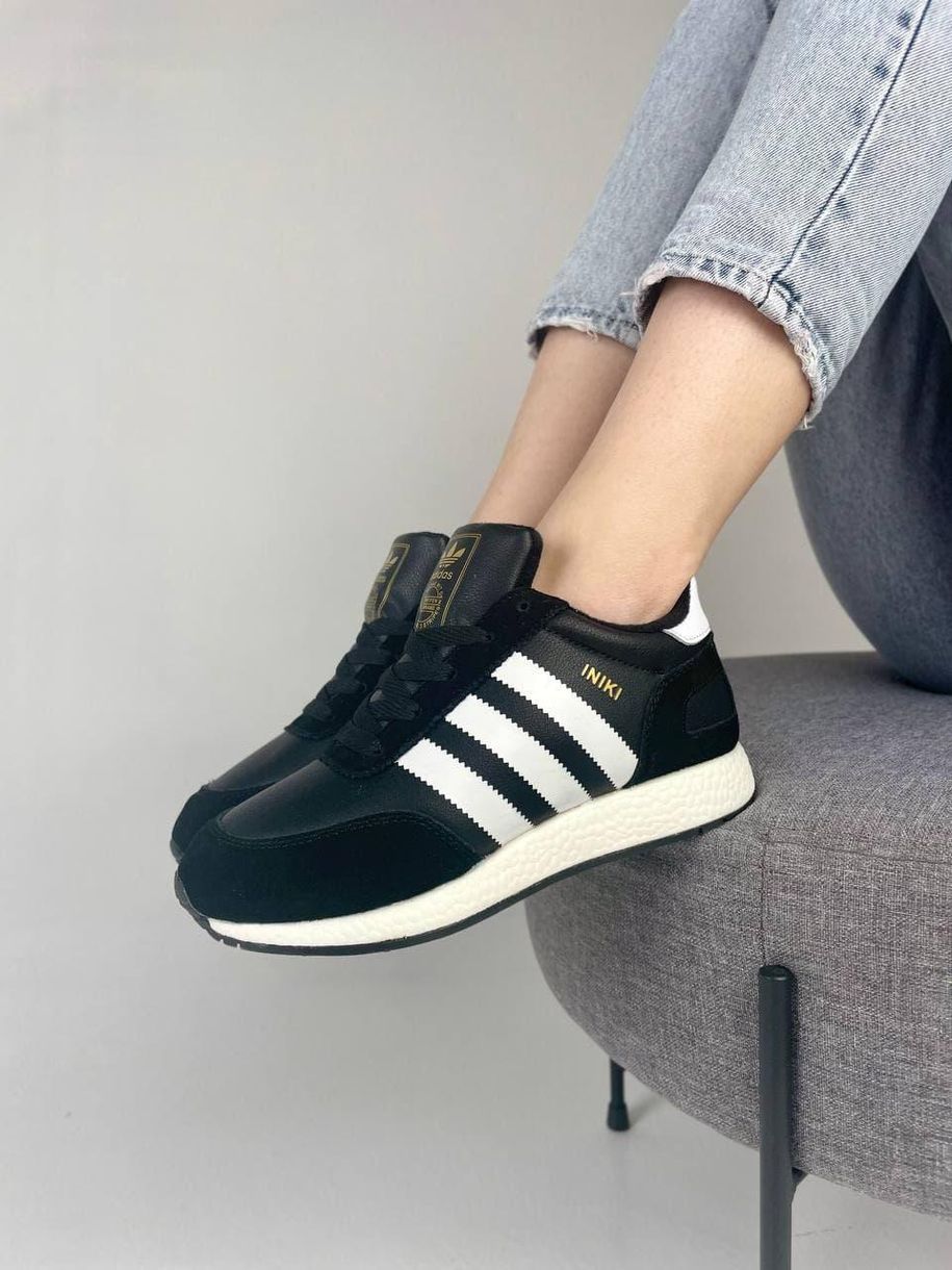 Зимние Кроссовки Adidas Iniki Black White 8 6240 фото