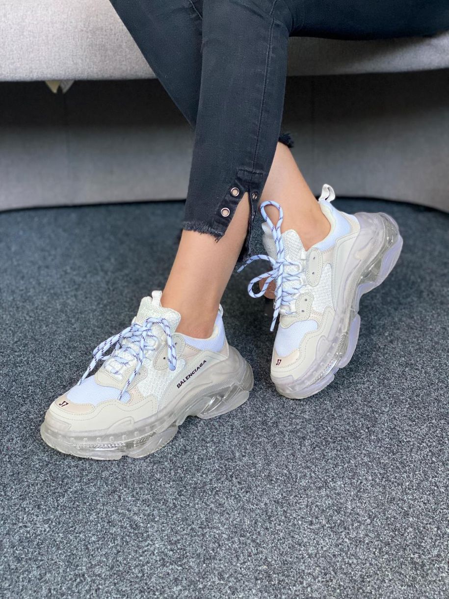 Кросівки Balenciaga Triple S Clear Sole White Beige 3465 фото