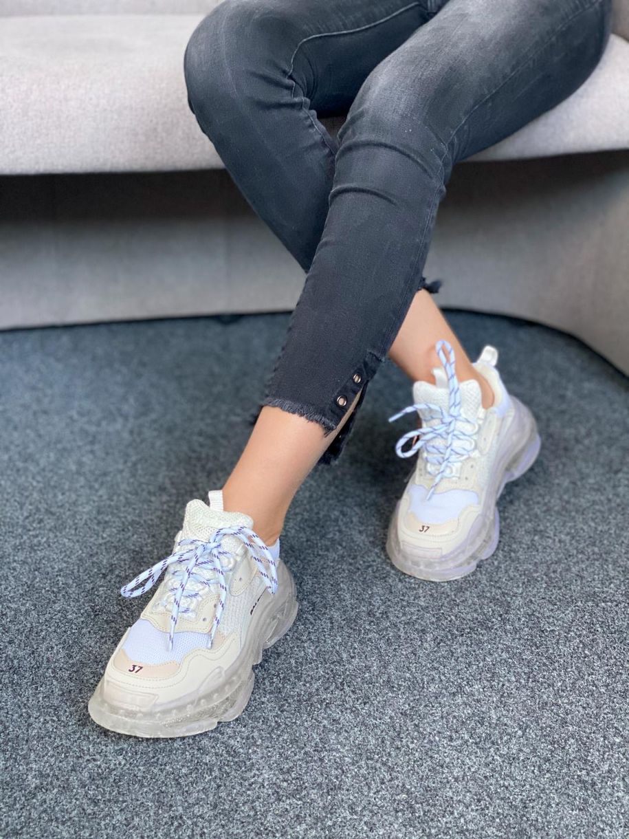 Кросівки Balenciaga Triple S Clear Sole White Beige 3465 фото