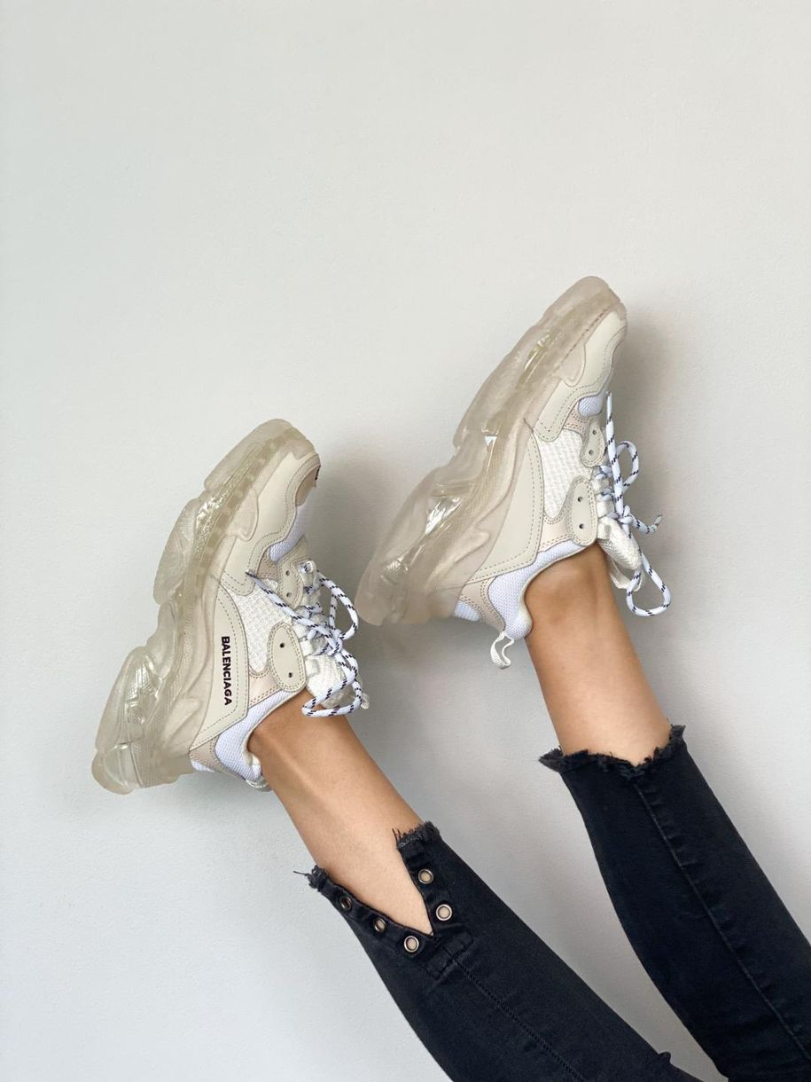 Кросівки Balenciaga Triple S Clear Sole White Beige 3465 фото