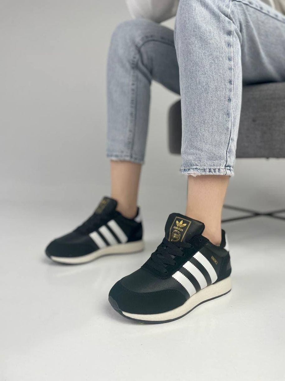 Зимние Кроссовки Adidas Iniki Black White 8 6240 фото