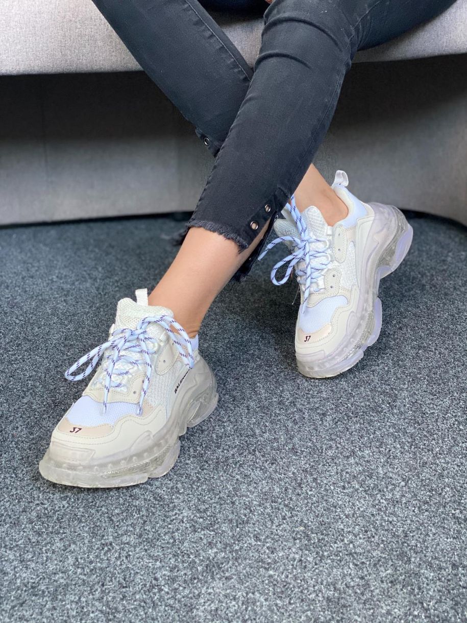 Кросівки Balenciaga Triple S Clear Sole White Beige 3465 фото