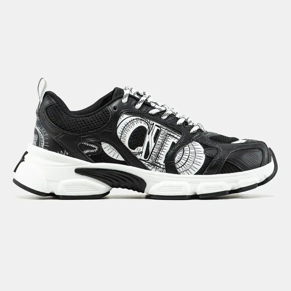 Dior Chrono Sneaker Black White Sketch Logo, 36
