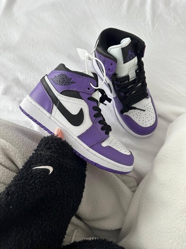 Зимние баскетбольные кроссовки Nike Air Jordan 1 Purple Court Fur 9958 фото