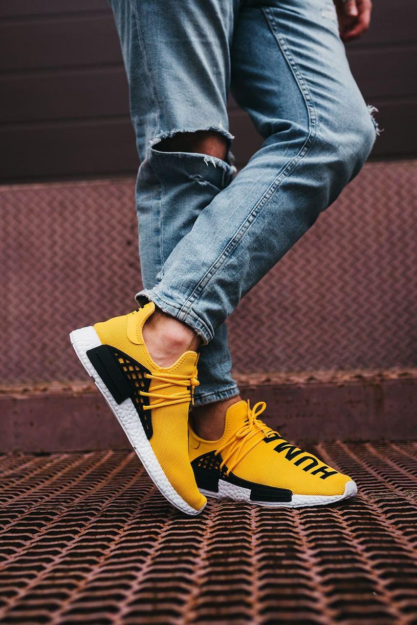 Кроссовки Adidas NMD Human Race Yellow White 2659 фото