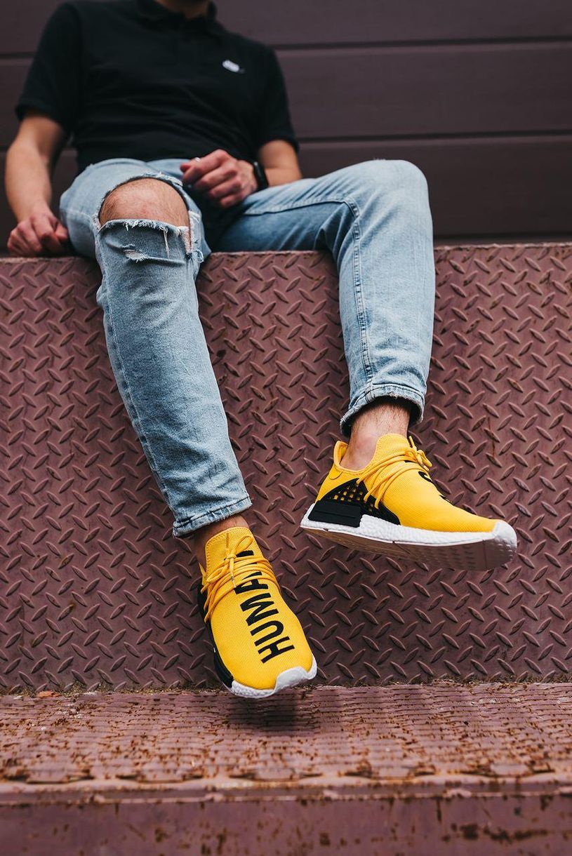 Кроссовки Adidas NMD Human Race Yellow White 2659 фото