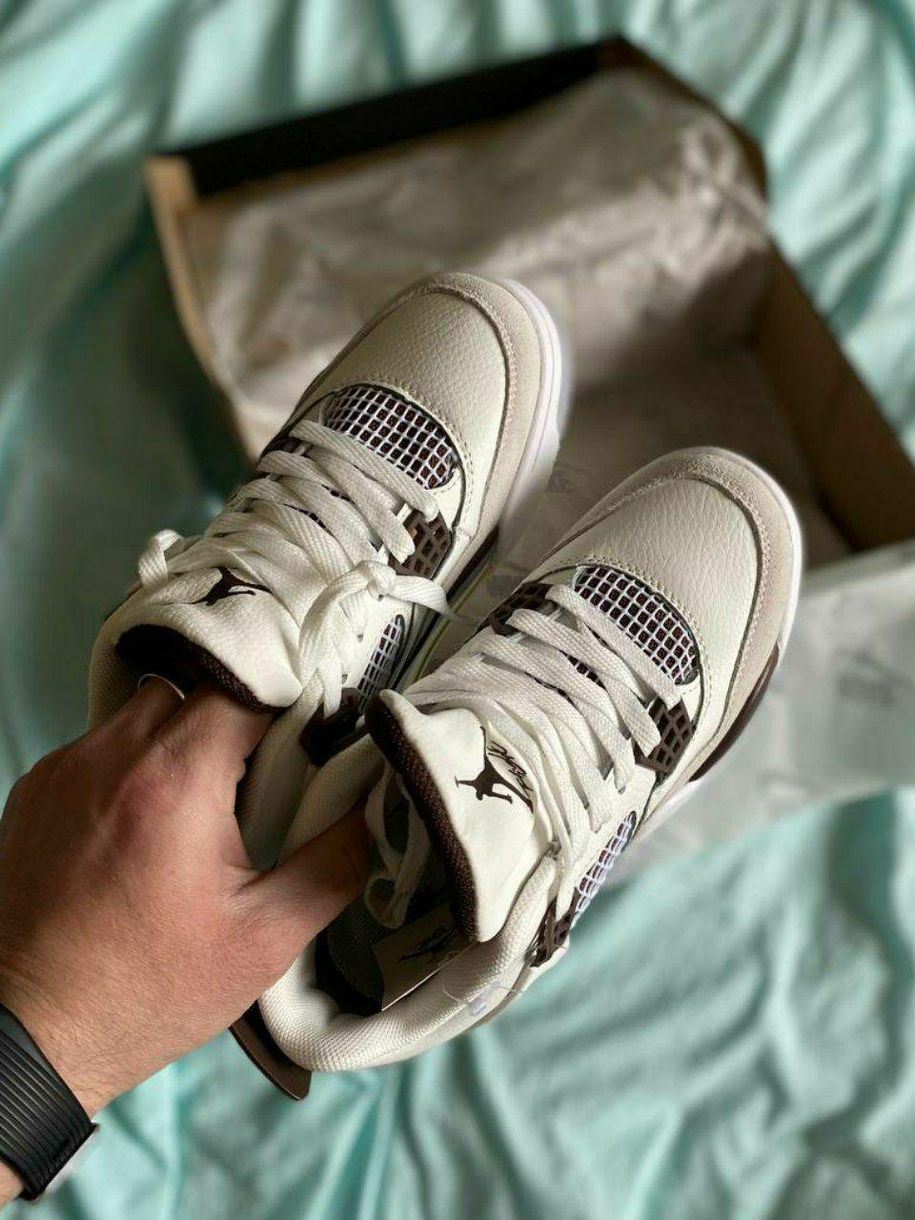 Баскетбольні кросівки Nike Air Jordan 4 White Grey Brown 1514 фото