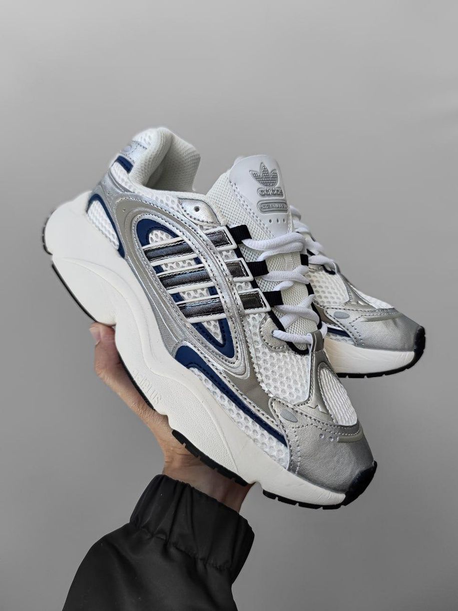 Кроссовки серебристые с синим Adidas Ozmillen Silver/Blue 11104 фото