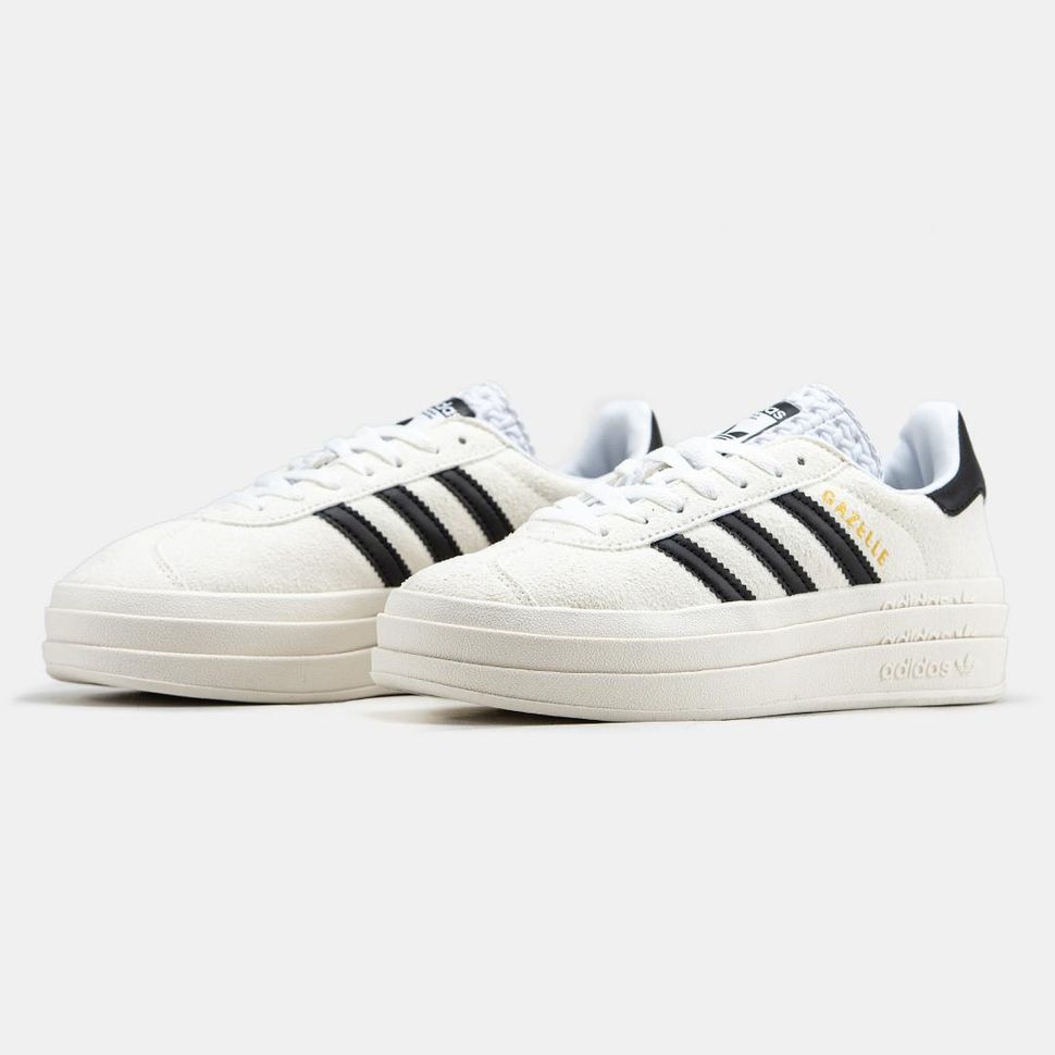 Кеди Adidas Gazelle Bold White Black 2579 фото