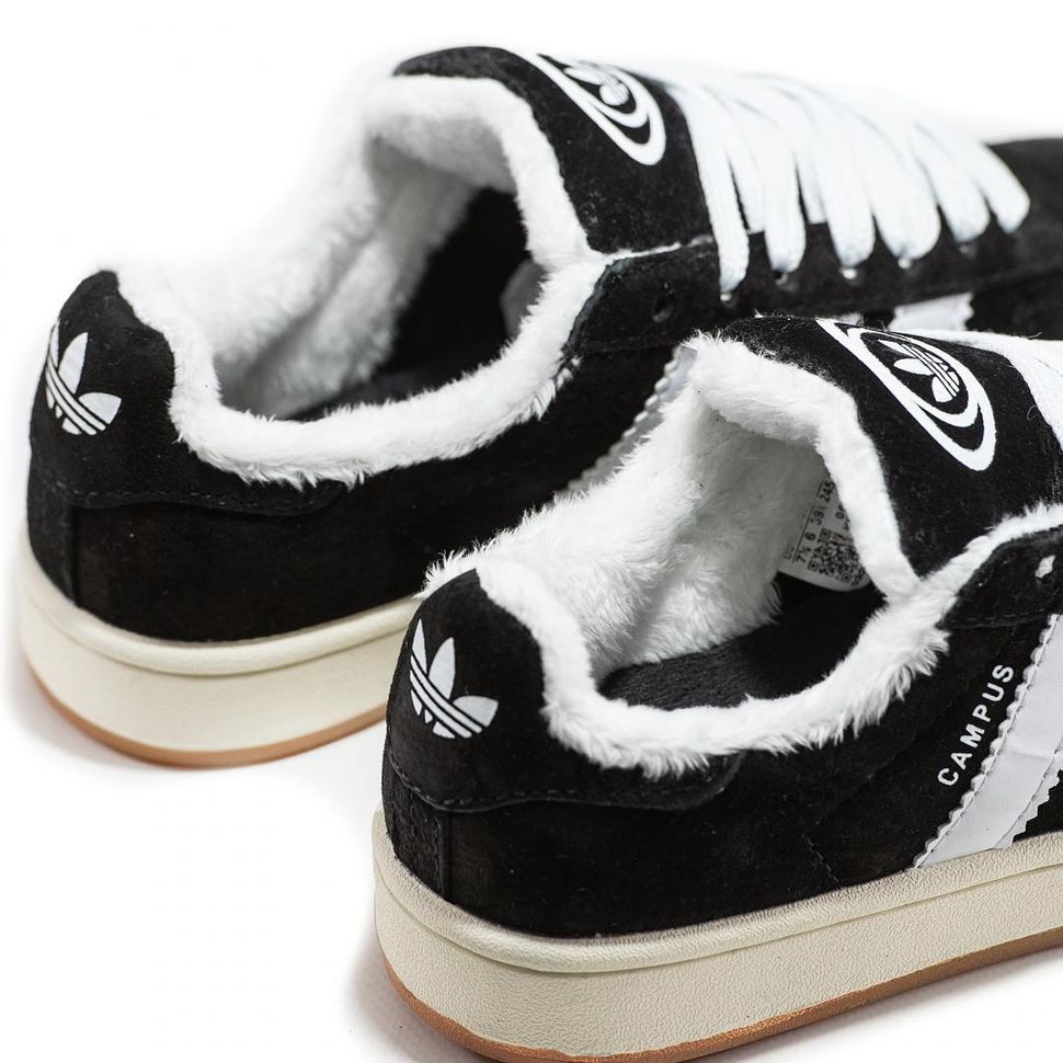 Зимові Кросівки Adidas Campus 00s Black White Fur 9755 фото