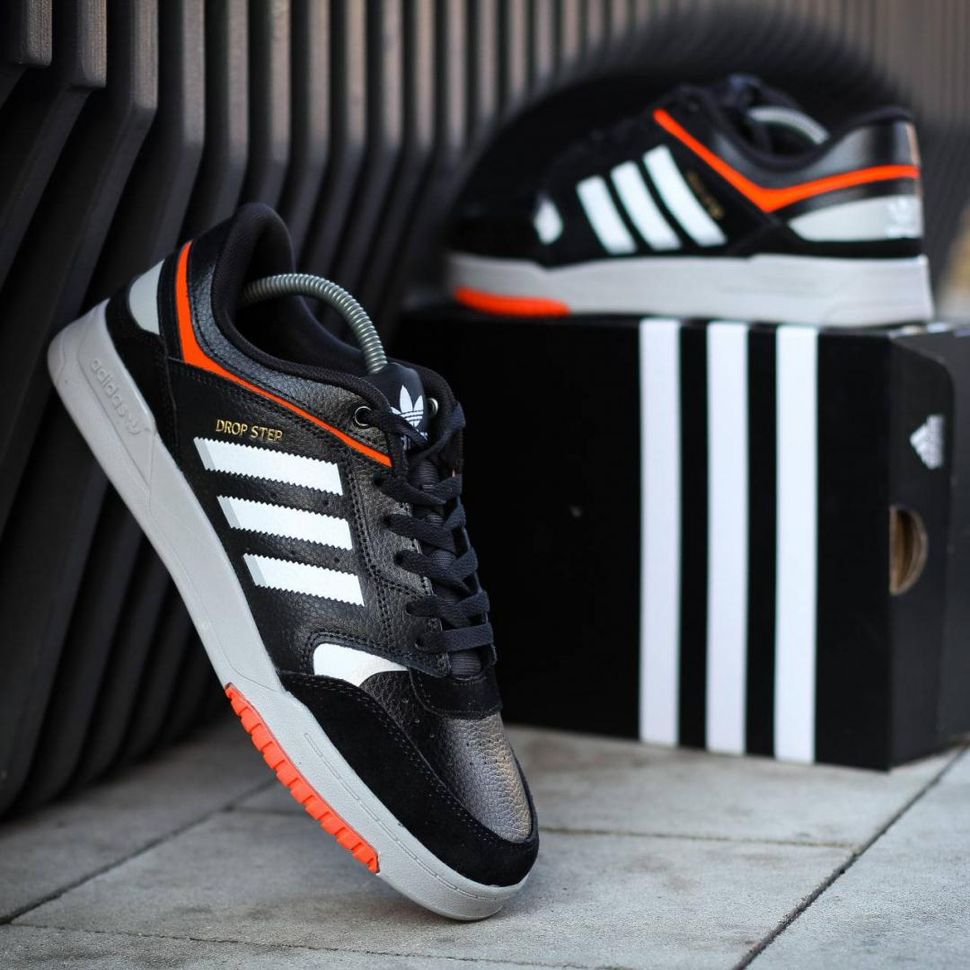 Кроссовки Adidas Drop Step Black White Orange 8980 фото