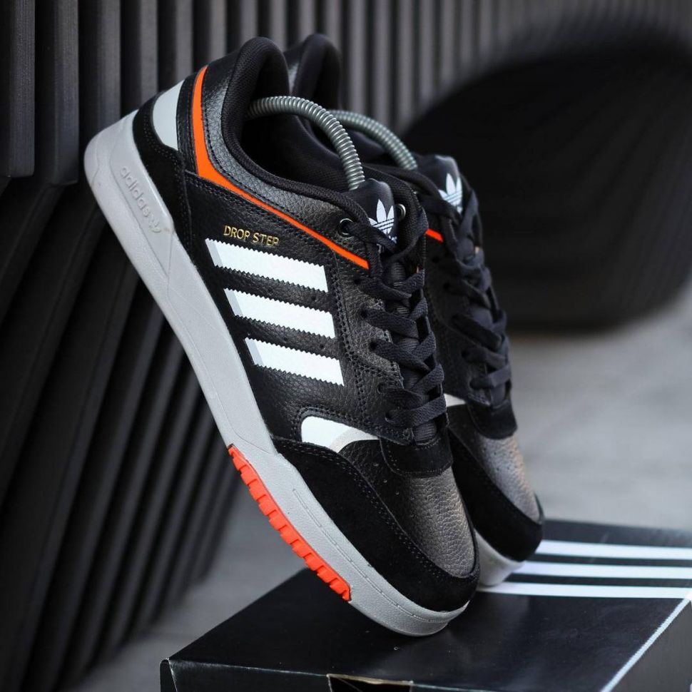 Кросівки Adidas Drop Step Black White Orange 8980 фото