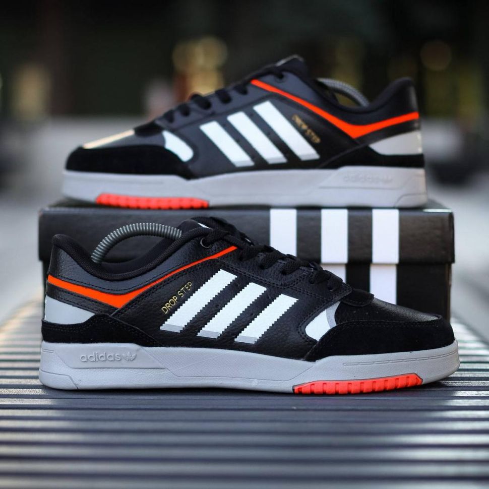 Кроссовки Adidas Drop Step Black White Orange 8980 фото