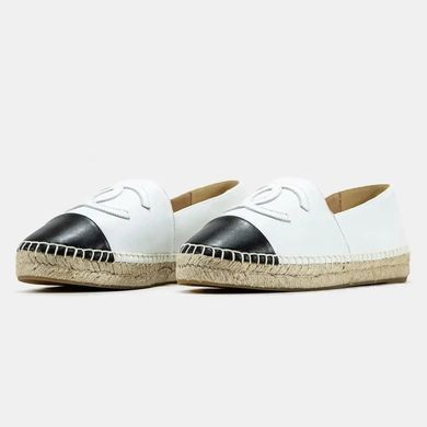 Chanel Leather Espadrilles White Black