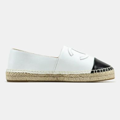 Chanel Leather Espadrilles White Black