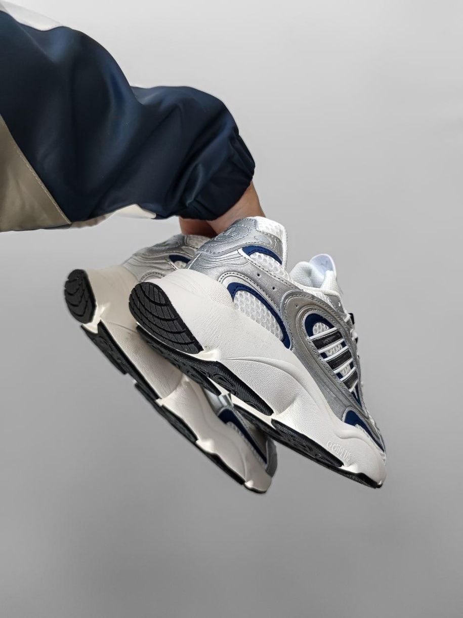 Кроссовки серебристые с синим Adidas Ozmillen Silver/Blue 11104 фото