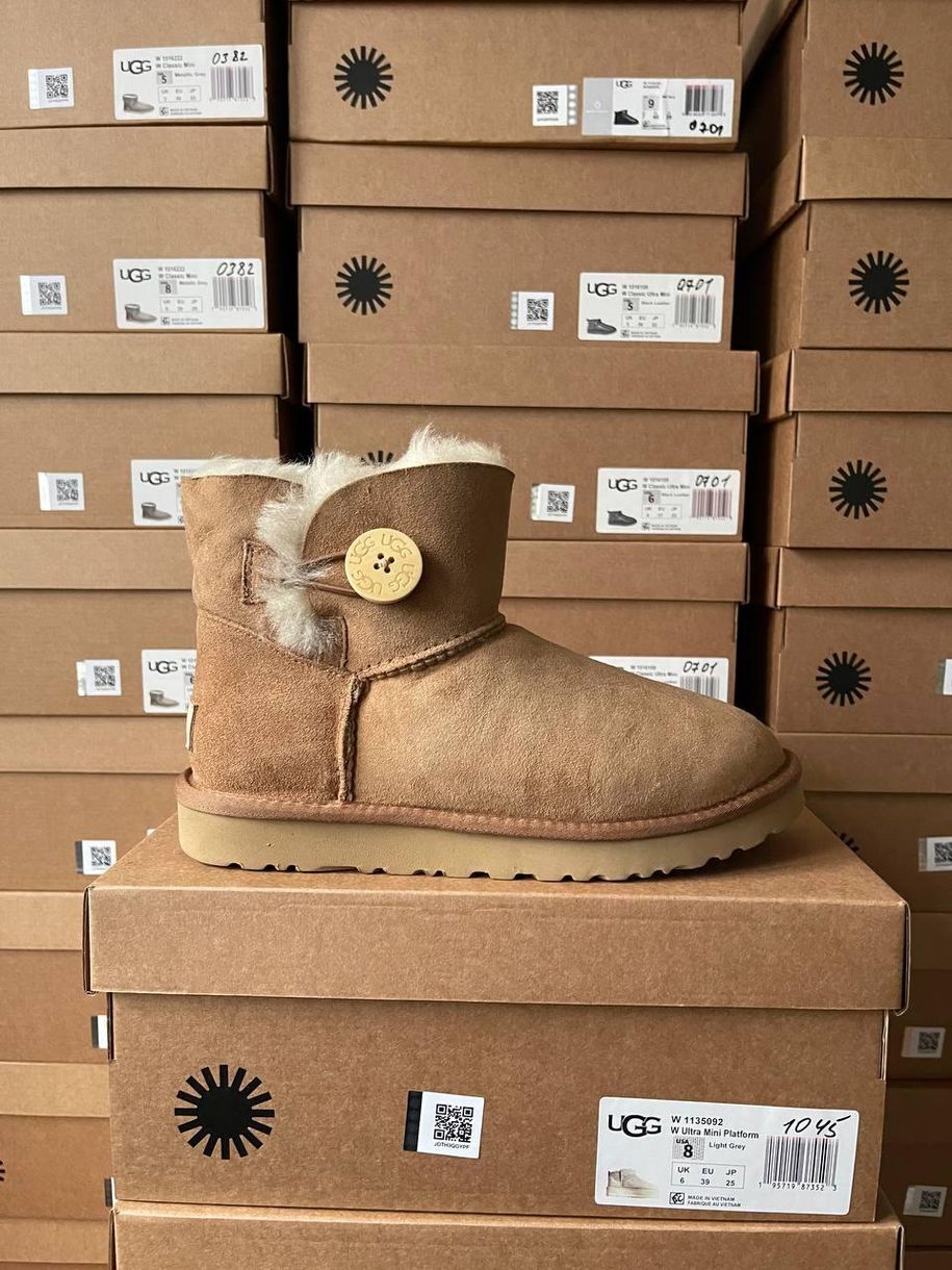 Зимові чоботи Ugg Mini Bailey Button Chestnut 9965 фото