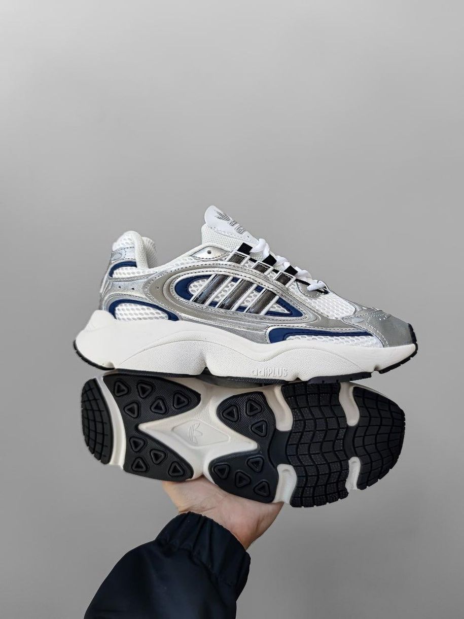 Кроссовки серебристые с синим Adidas Ozmillen Silver/Blue 11104 фото