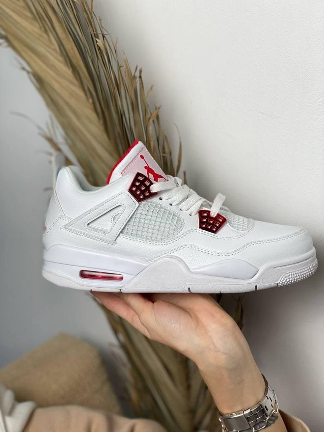 Air jordan retro 4 white store and red