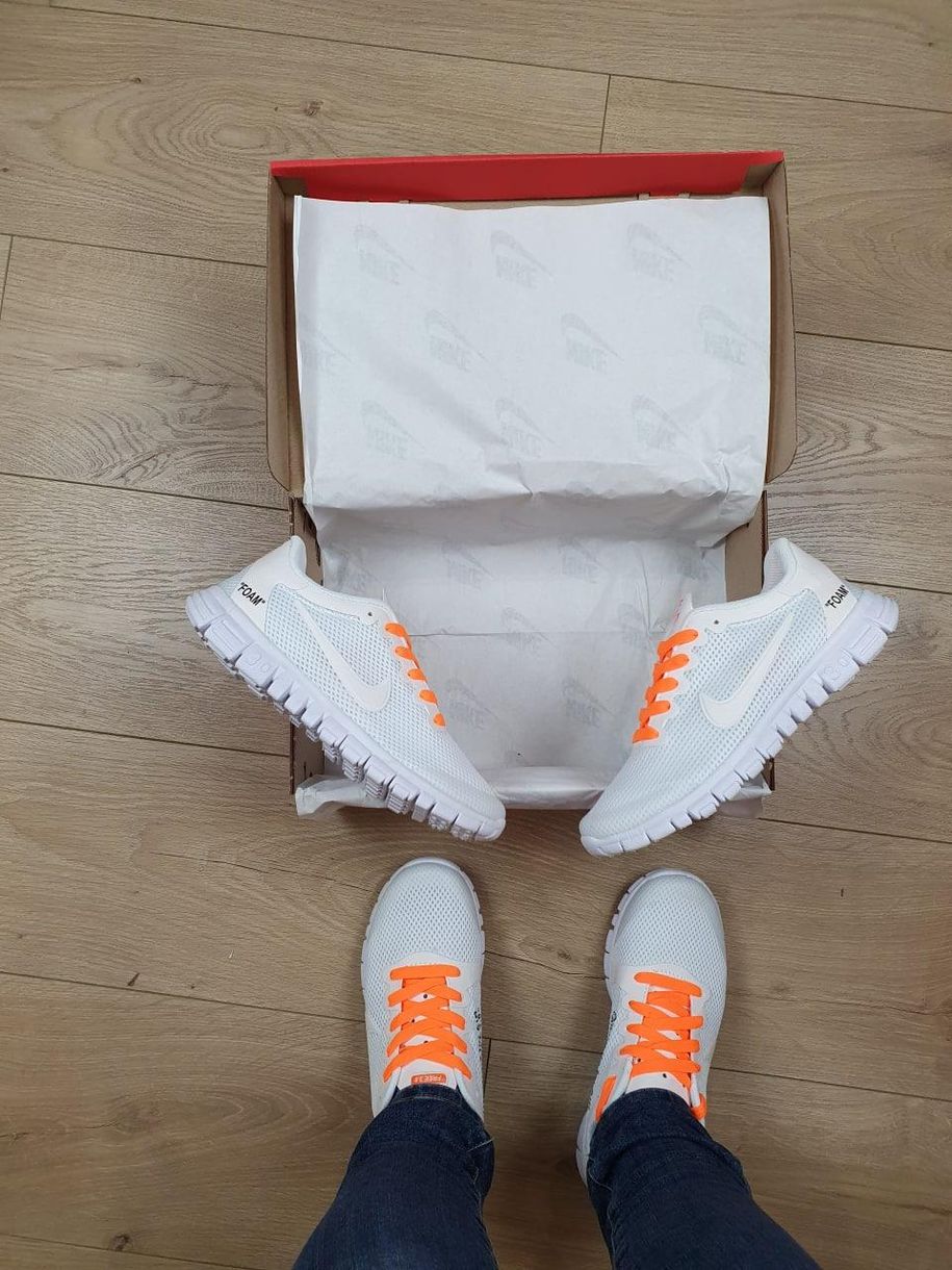 Nike x Off White Free Run 3.0 White Orange 1017 фото
