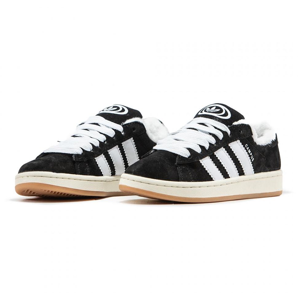 Зимові Кросівки Adidas Campus 00s Black White Fur 9755 фото