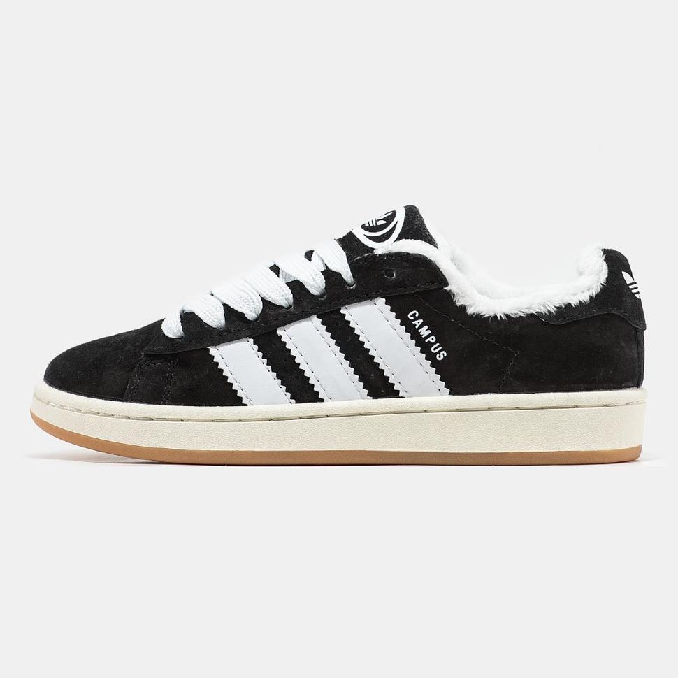 Зимові Кросівки Adidas Campus 00s Black White Fur 9755 фото