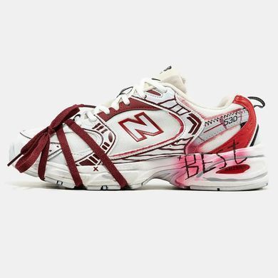 New Balance 530 White Red Custom Paint