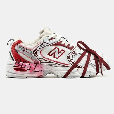 New Balance 530 White Red Custom Paint