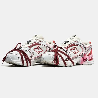 New Balance 530 White Red Custom Paint