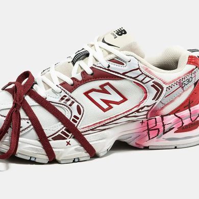New Balance 530 White Red Custom Paint