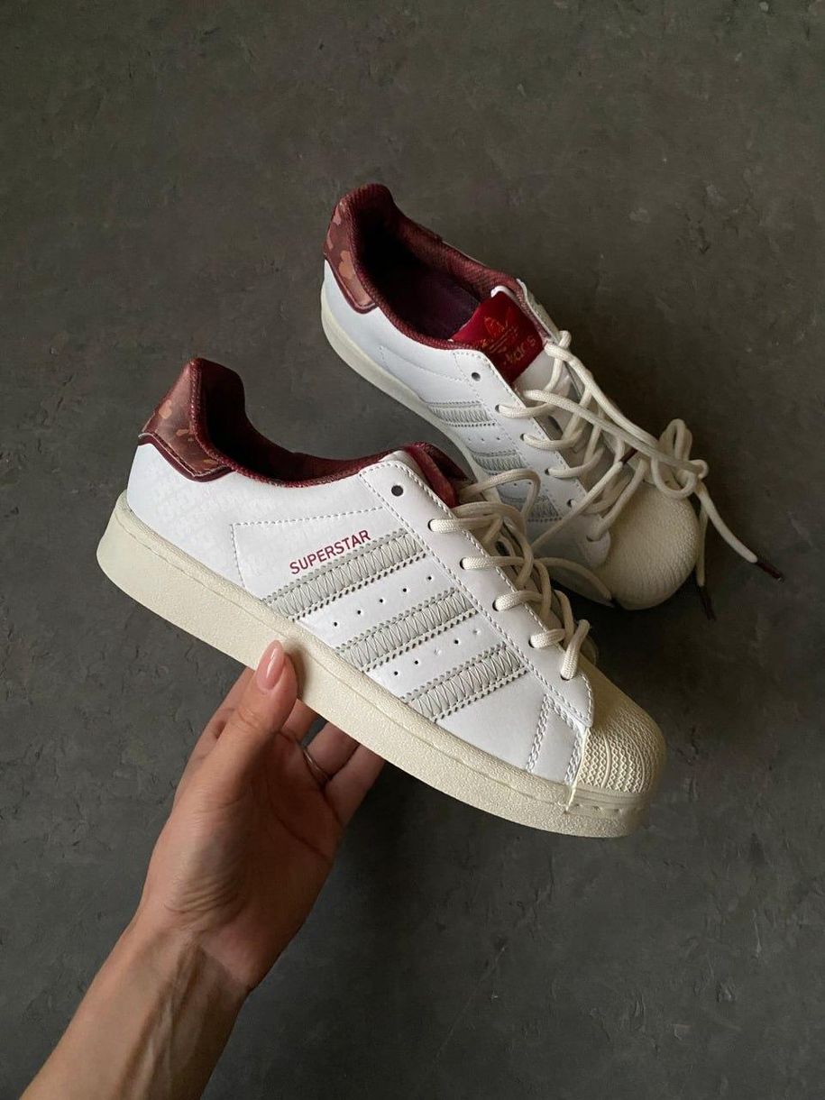 Кроссовки Adidas Superstar White Red v2 9718 фото