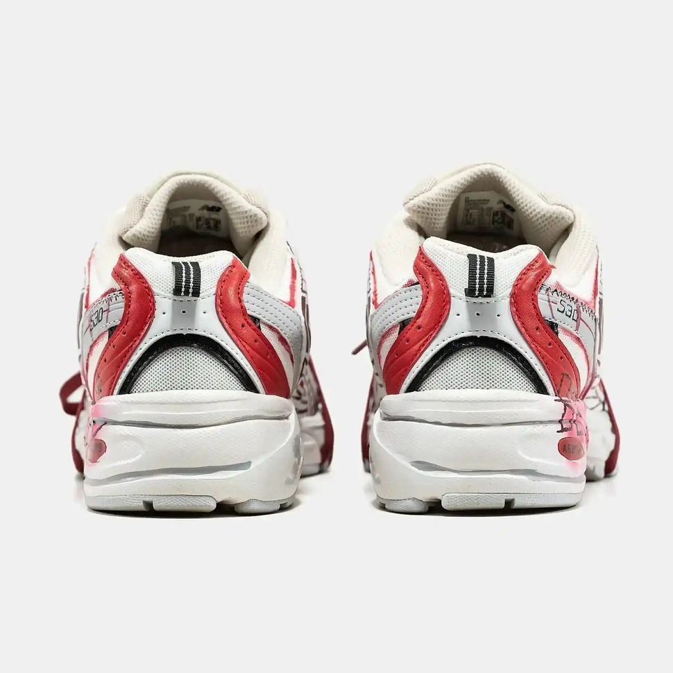 New Balance 530 White Red Custom Paint