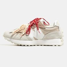 New Balance 327 Grey Beige Red/Orange Laces