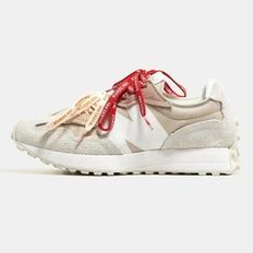 New Balance 327 Grey Beige Red/Orange Laces