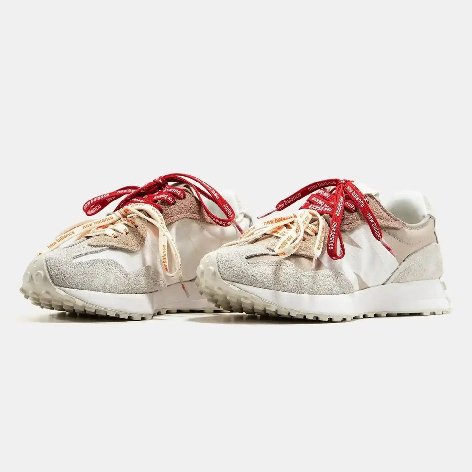 New Balance 327 Grey Beige Red/Orange Laces, 36