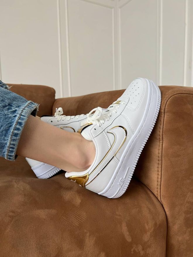 womens nike air force 1 white and gold