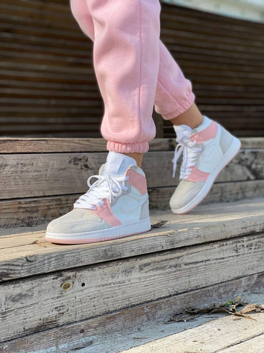 Баскетбольні кросівки Nike Air Jordan 1 Retro High Pink Grey White 2 2038 фото