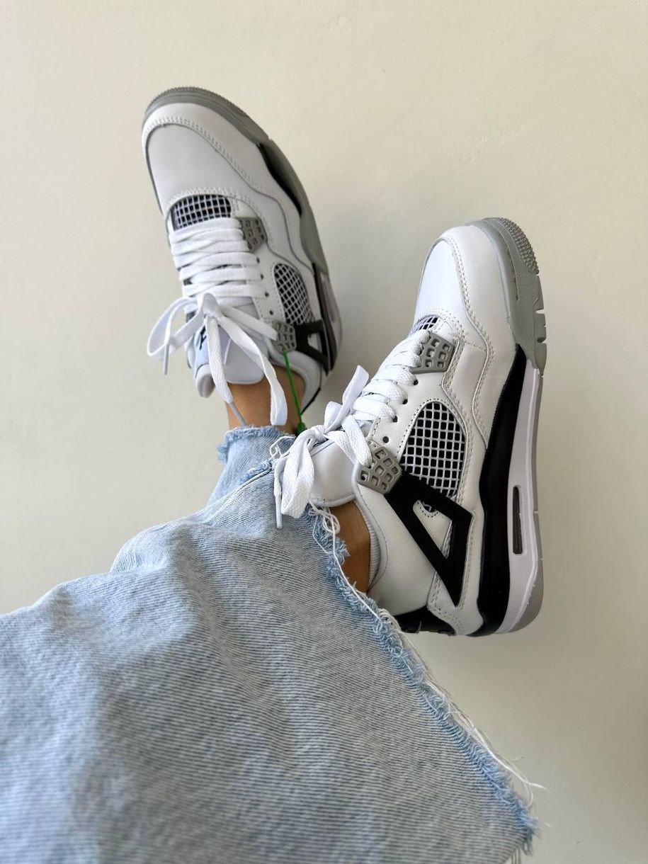 Баскетбольные кроссовки Nike Air Jordan 4 White Grey Black 9395 фото
