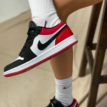 Баскетбольні кросівки Nike Air Jordan Retro 1 Low White Red Black 2 2142 фото
