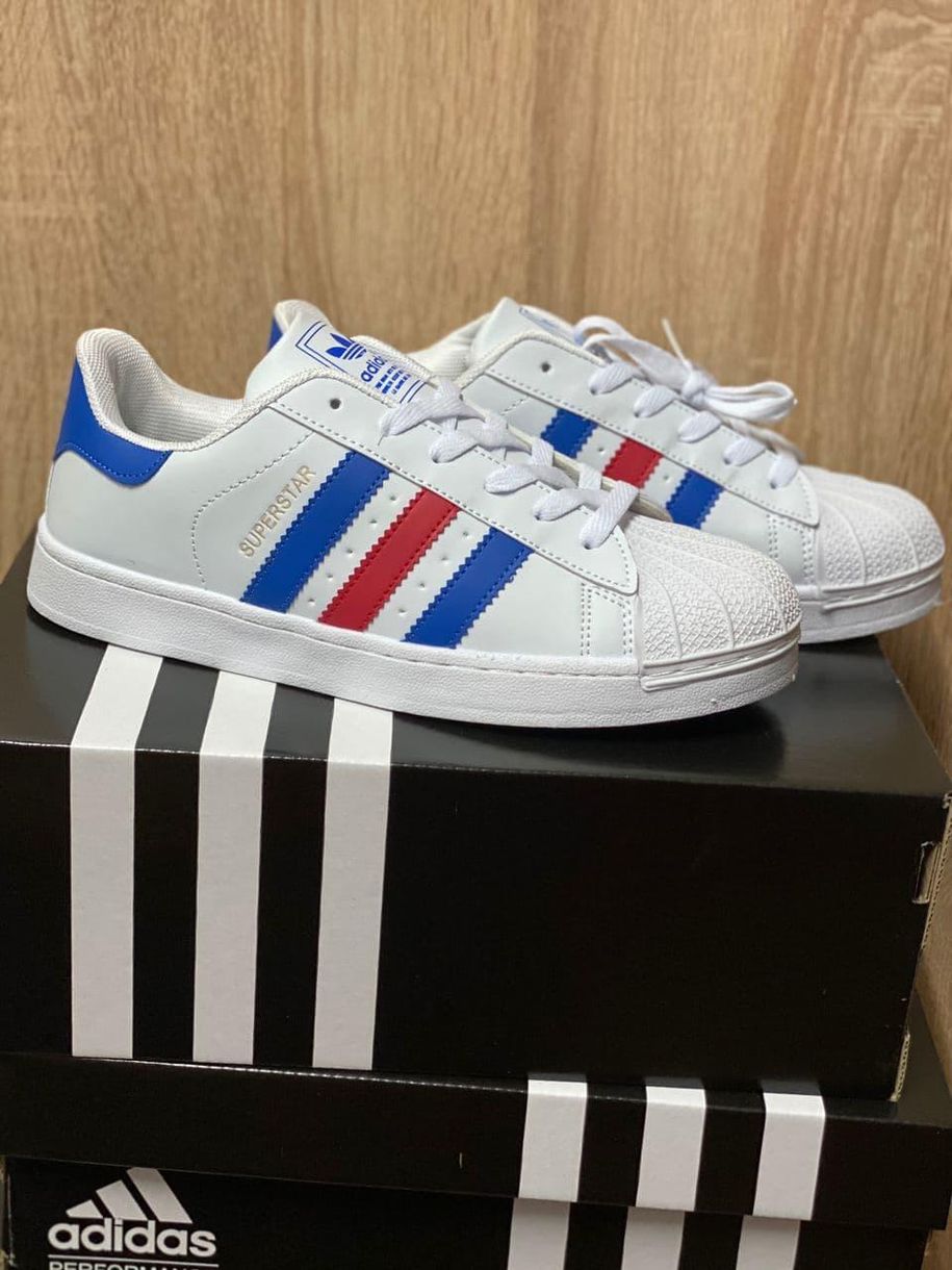 Adidas Superstar White Blue Red 2900 фото