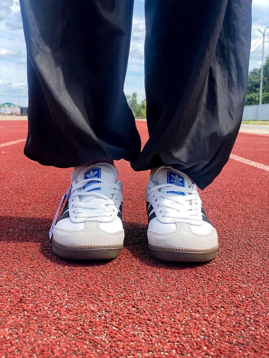 Кеди Adidas Samba OG Vegan Low White Black 5143 фото