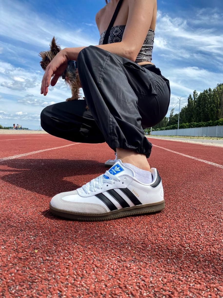 Кеди Adidas Samba OG Vegan Low White Black 5143 фото