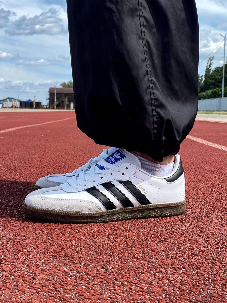 Кеди Adidas Samba OG Vegan Low White Black 5143 фото