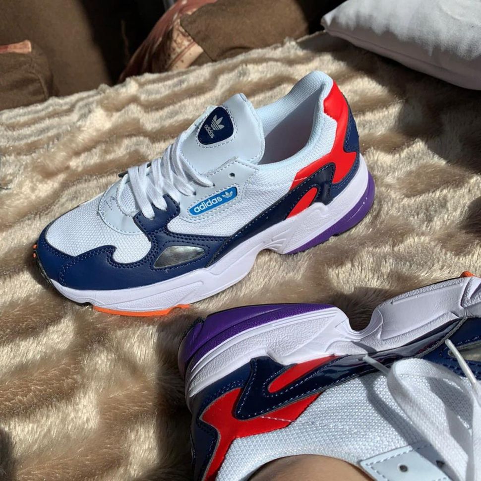 Кросівки Adidas Falcon White Blue Red 2437 фото