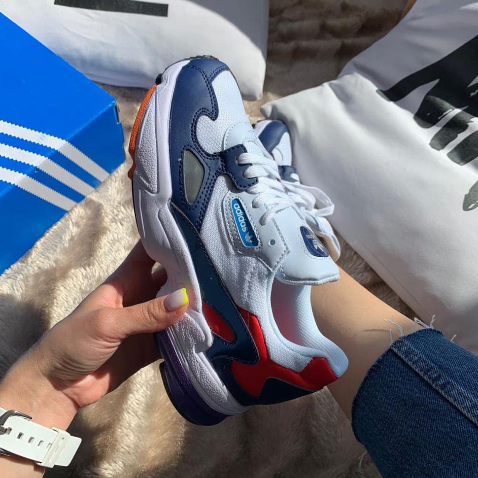 Кроссовки Adidas Falcon White Blue Red 2437 фото