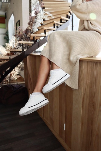 Prada Macro Re-Nylon Brushed Leather Sneakers White