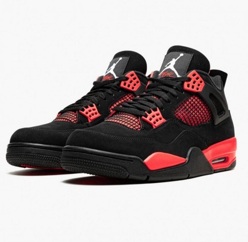 Баскетбольные кроссовки Nike Air Jordan 4 Black Red v2 1023 фото