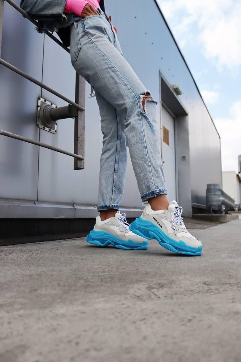 Кросівки Balenciaga Triple S Clear Sole Blue Grey 3441 фото