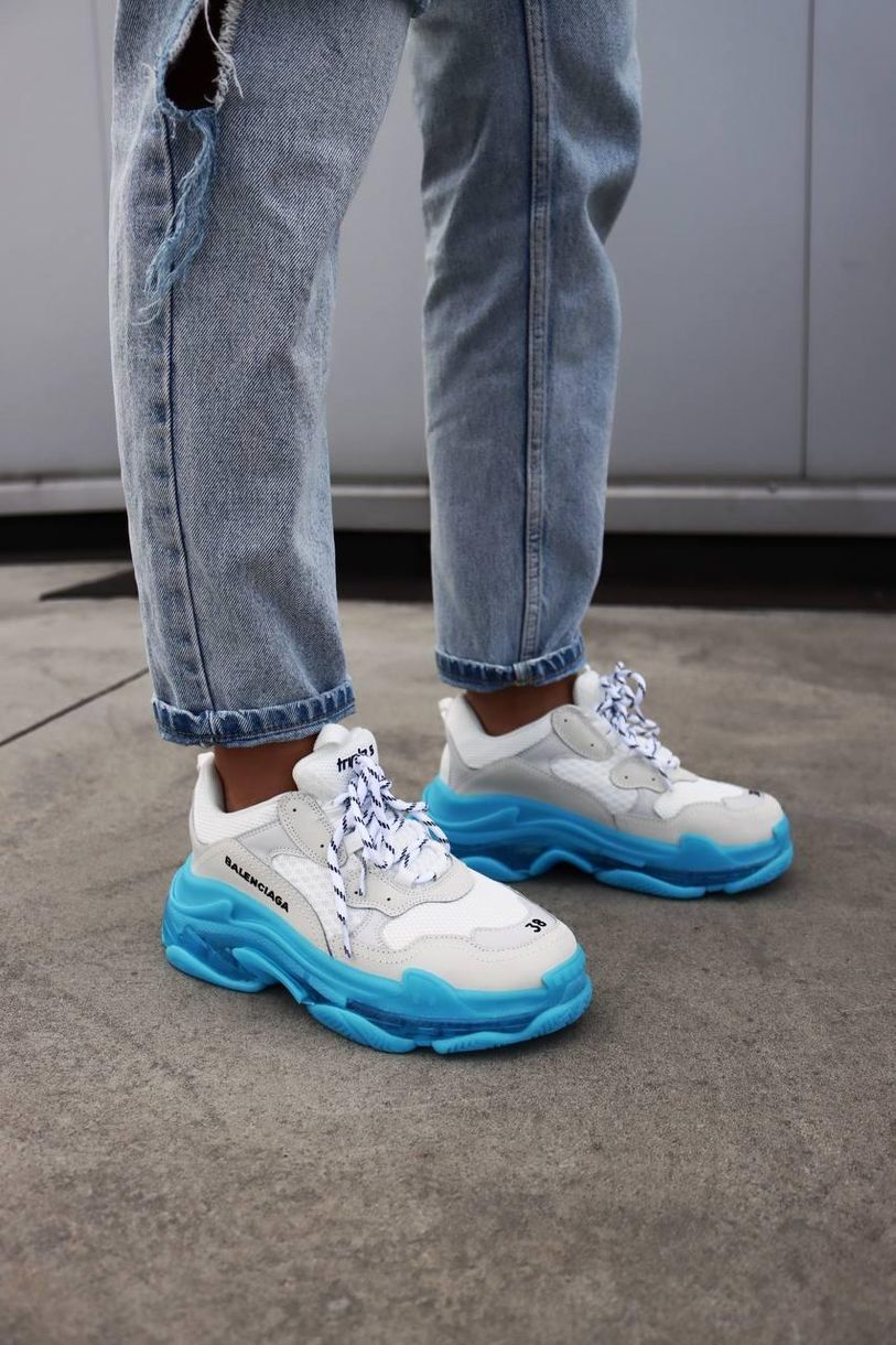 Кросівки Balenciaga Triple S Clear Sole Blue Grey 3441 фото