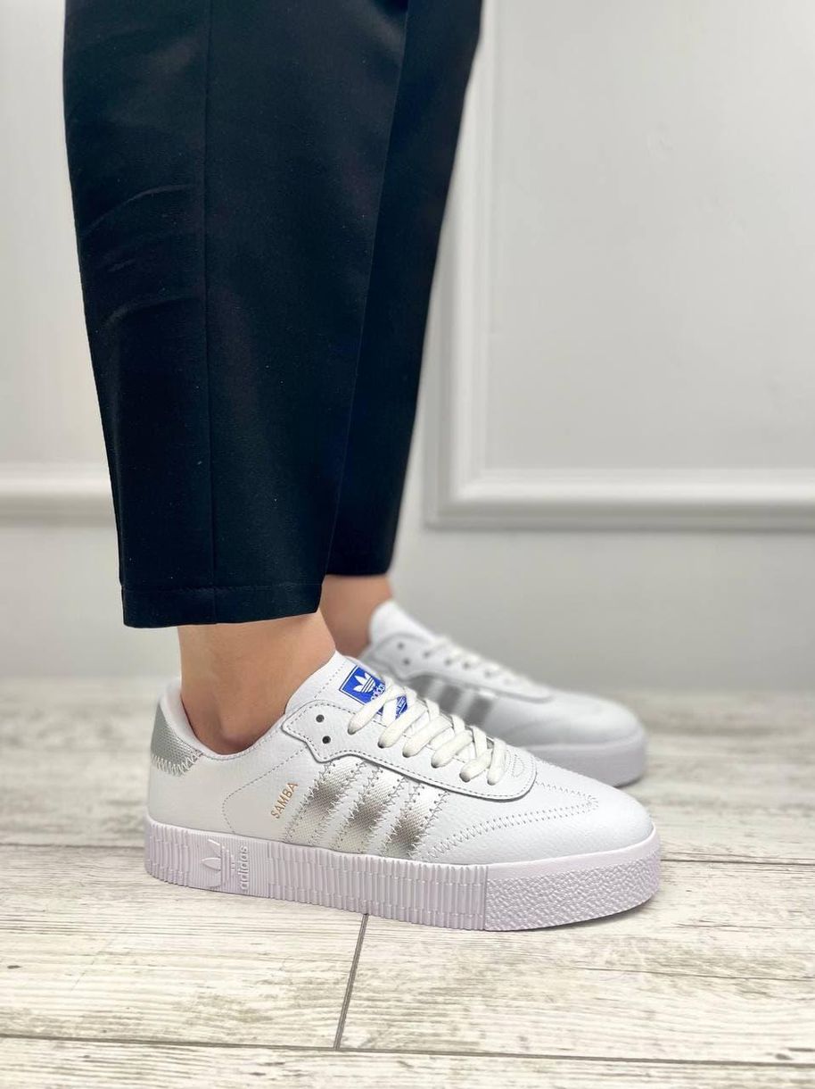 Кеды Adidas Samba White Silver 6119 фото